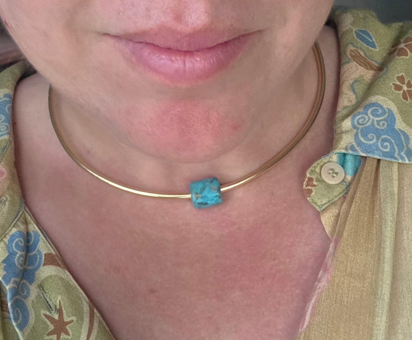 Customer photo review of PRE ORDER - Paloma Choker Necklace with Turquoise Stone Charm