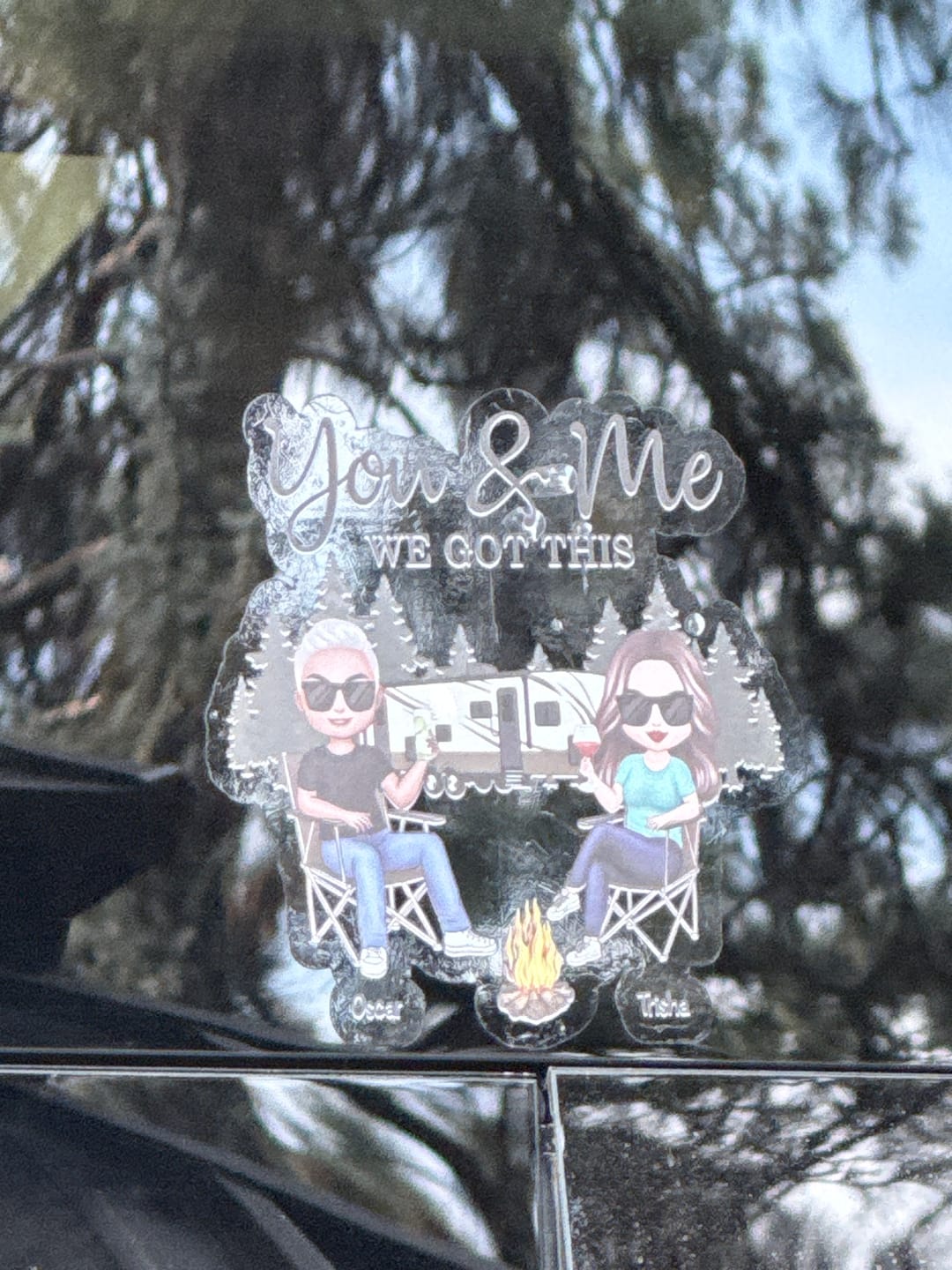 Customer photo review of Camping Partners For Life Doll Couple Sitting Personalized RV Decal
