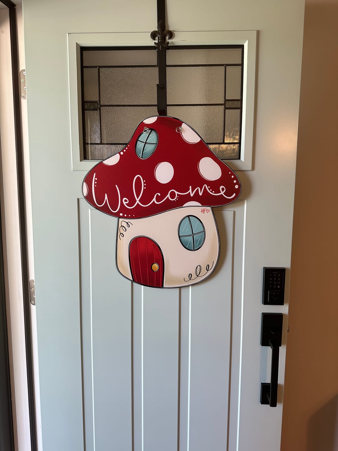 Customer photo review of Welcome Mushroom House Door Hanger