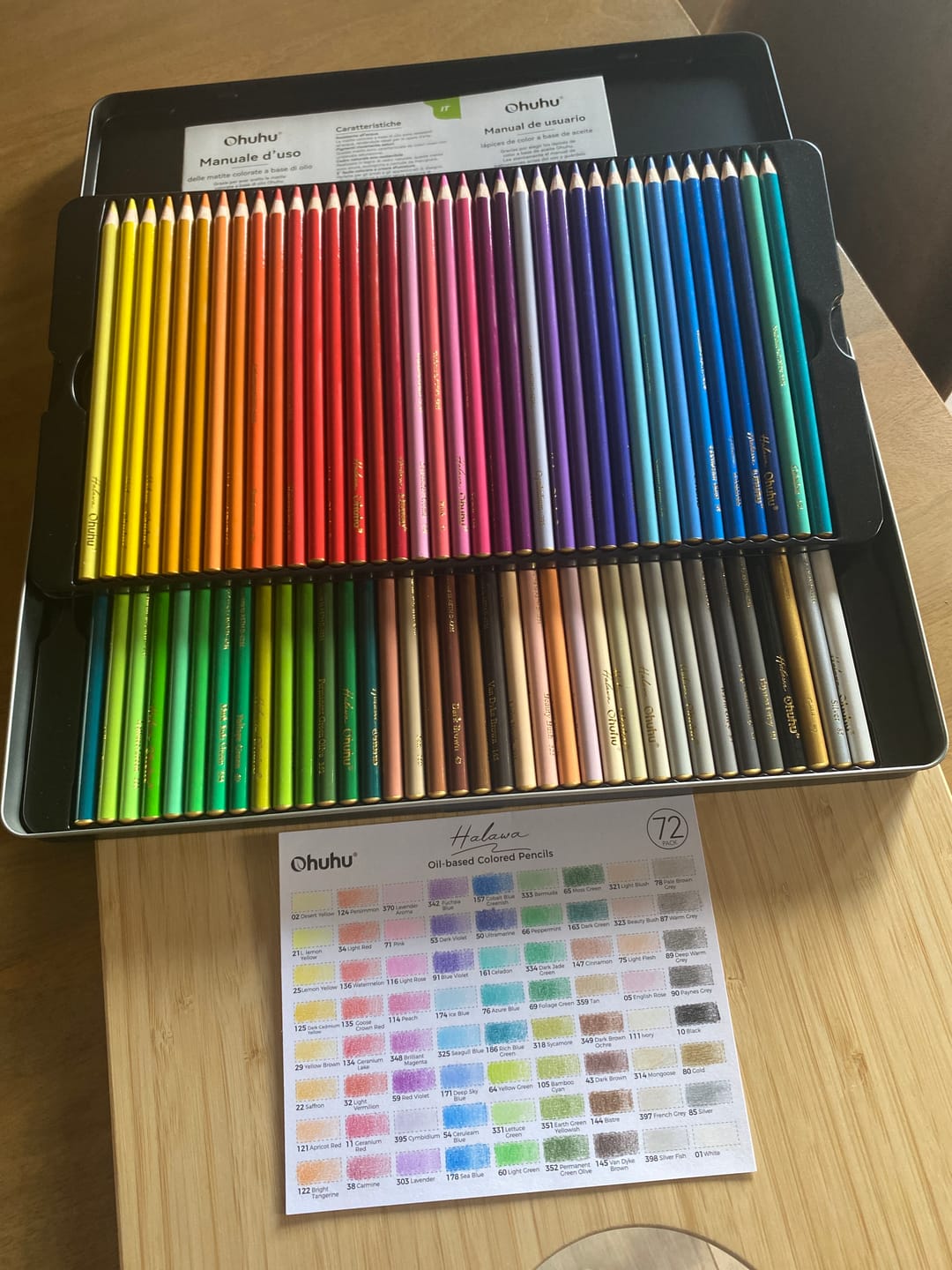 Customer photo review of Ohuhu Halawa Series 72 Colors Oil-based Colored Pencils