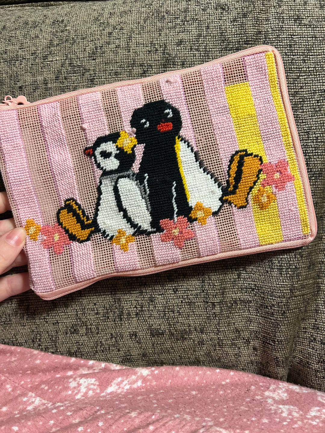 Customer photo review of PINGU™ & PINGA - Needlepoint Pouch Kit