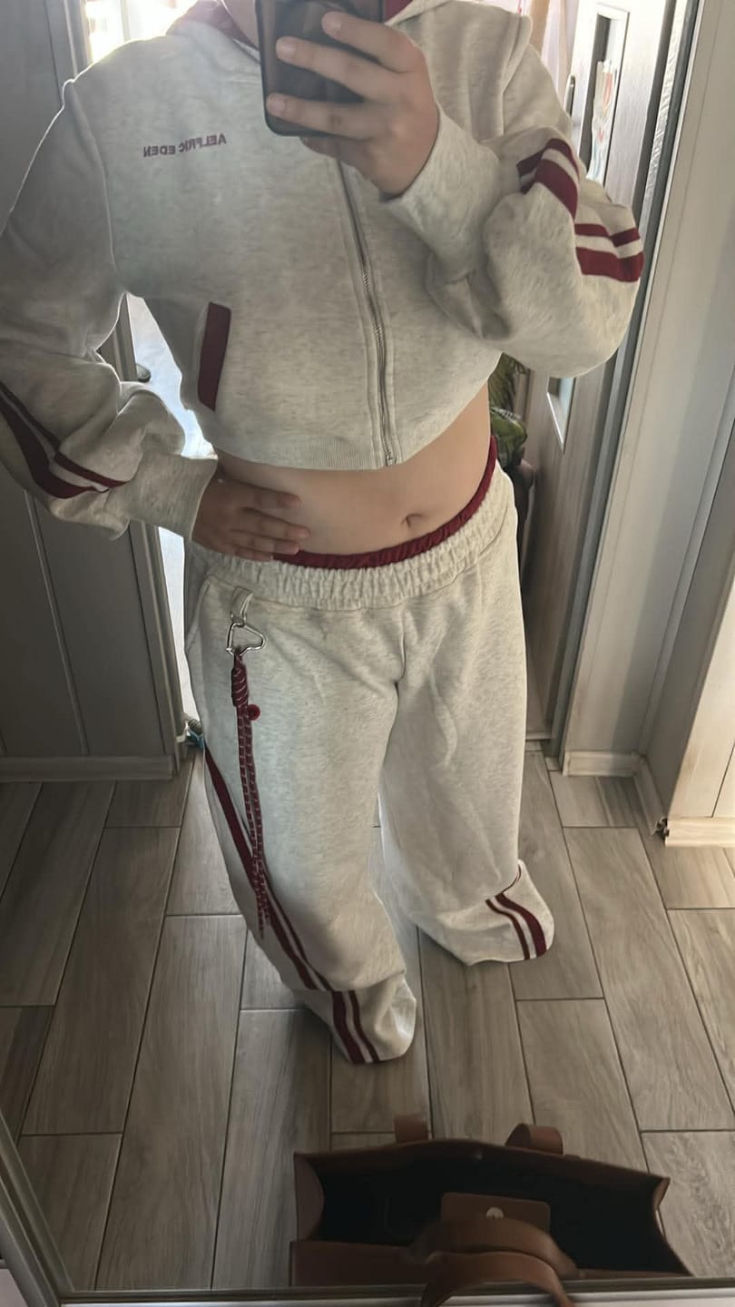 Customer photo review of Aelfric Eden Cropped Contrast Stripe Zip Up Hoodie
