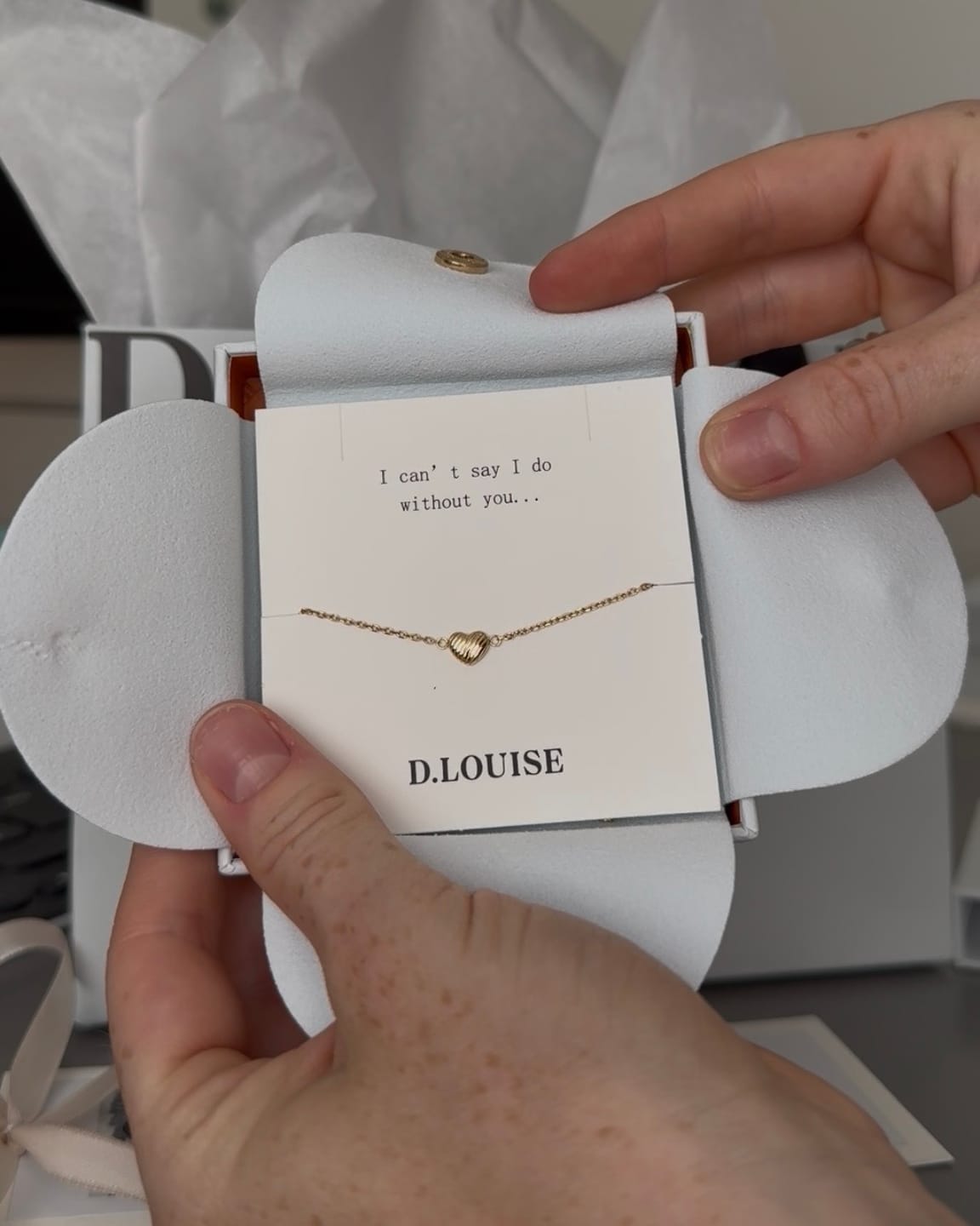 Customer photo review of Bridesmaid Dainty Heart Bracelet
