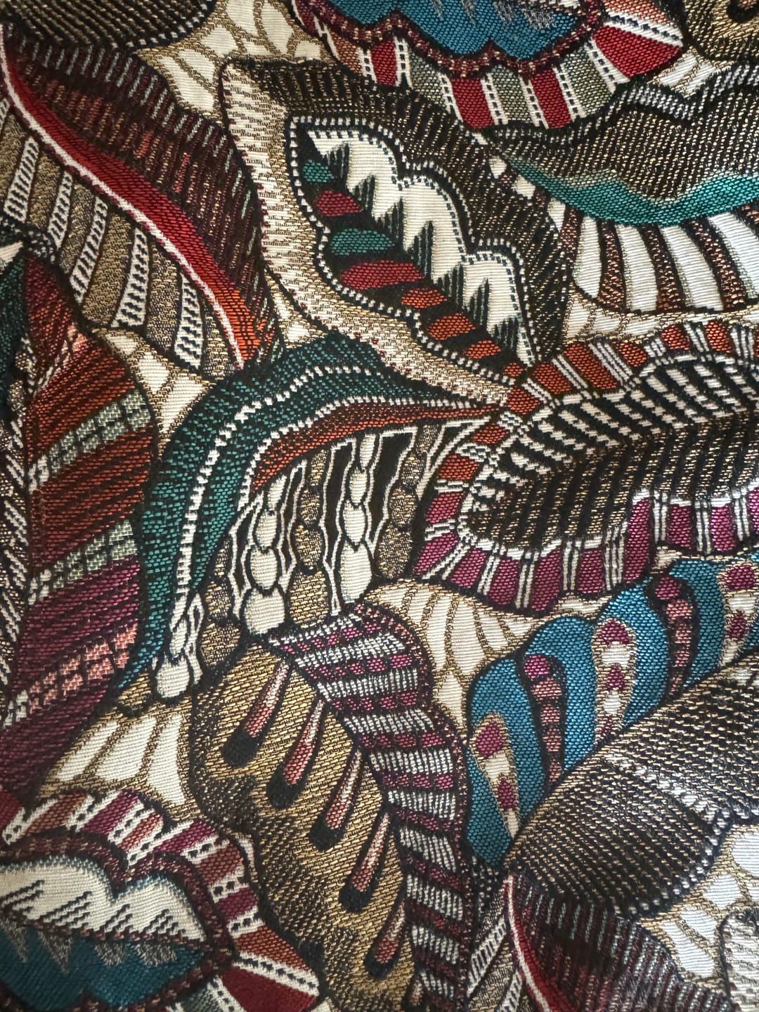 Customer photo review of Veste Nathalie – Jacquard “Feuillage Vagabond”