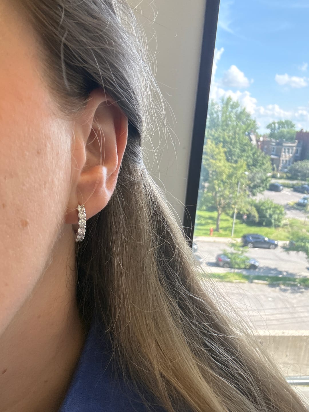 Customer photo review of 16mm Cubic Zircon Huggie Earrings