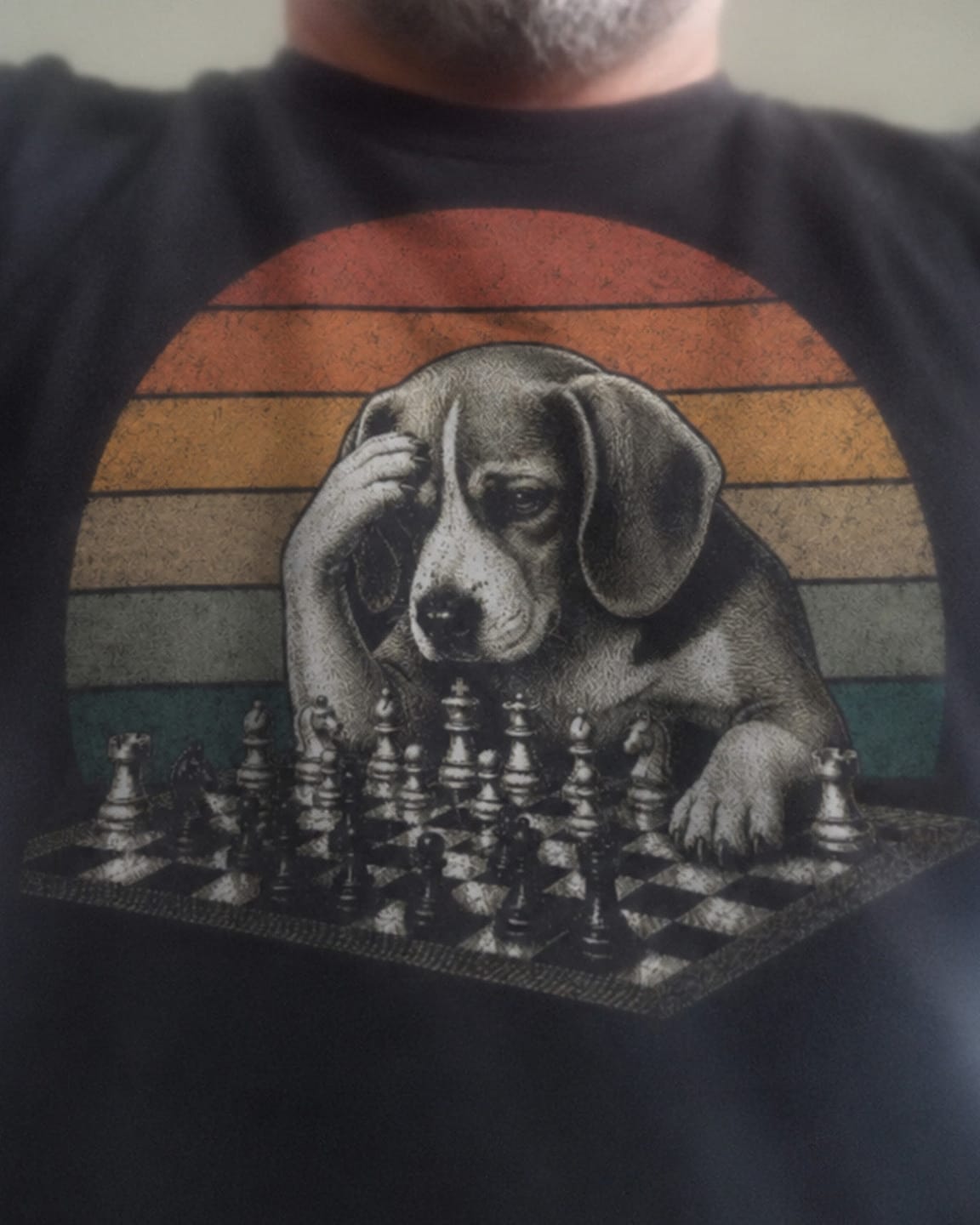 Customer photo review of Retro Beagle Chess T-Shirt