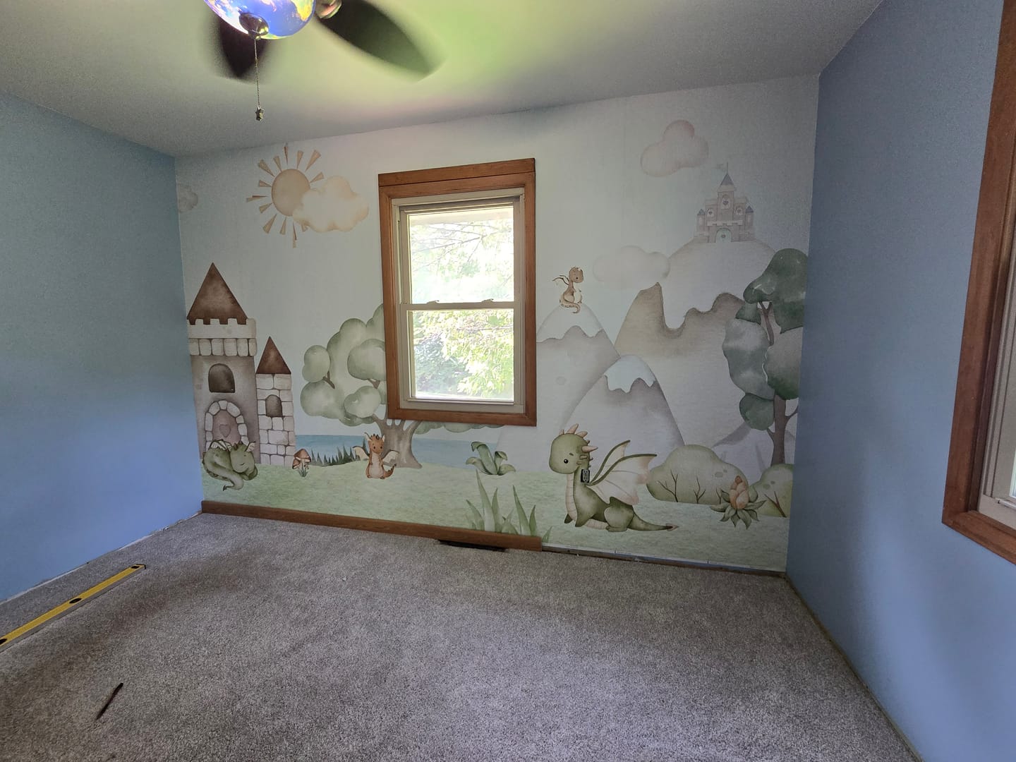 Customer photo review of Lancelot - Watercolour Storybook Dragon Illustration Wallpaper Mural