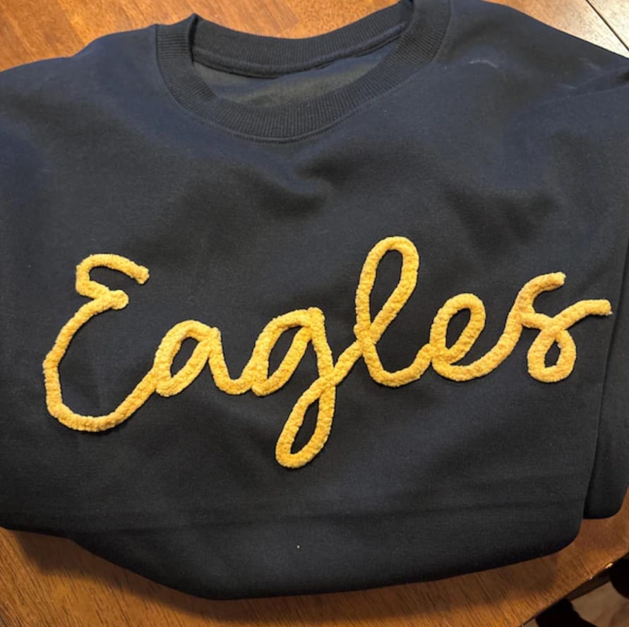 Customer photo review of Custom College Chenille Team Name Embroidered Sweatshirt | Gifts for Sports Mom
