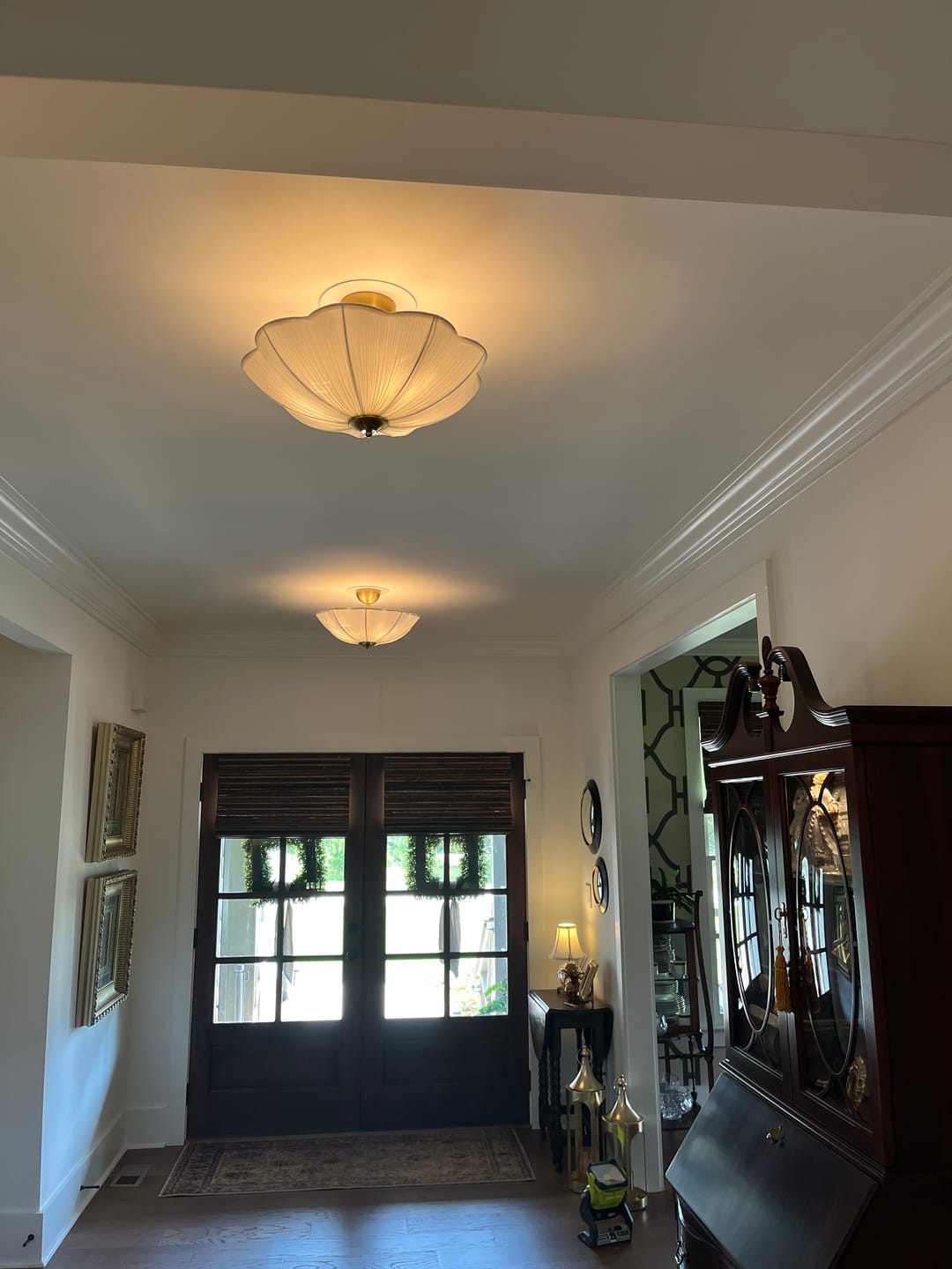 Customer photo review of Boho Pleated Flower White Fabric Semi Flush Mount