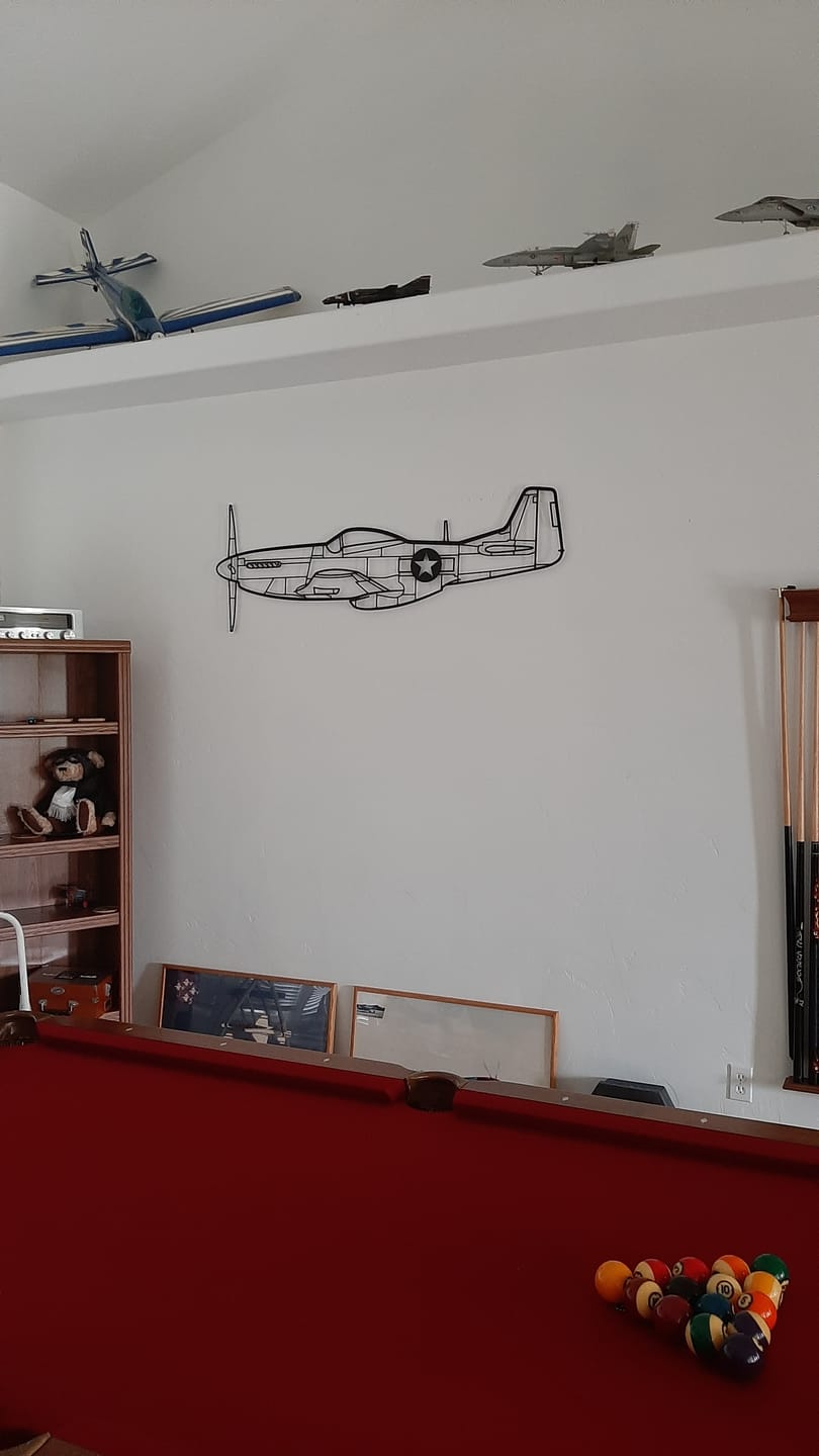 Customer photo review of P-51 Mustang Silhouette Metal Wall Art