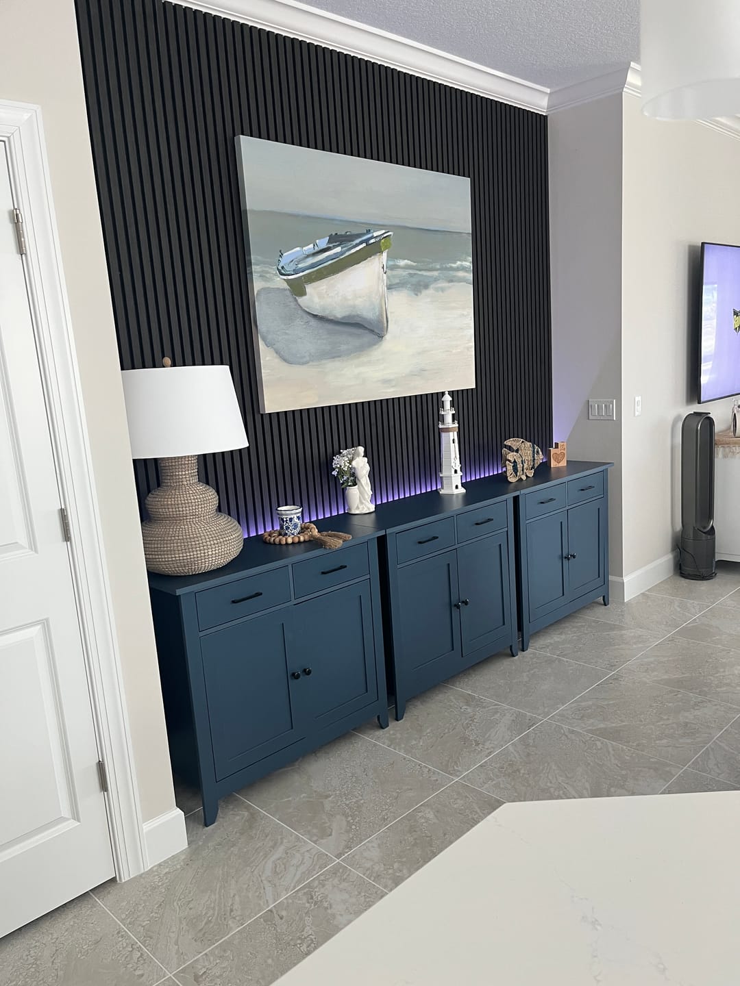 Customer photo review of AFD Luxury Black Oak Acoustic Slat Panels 108.2"