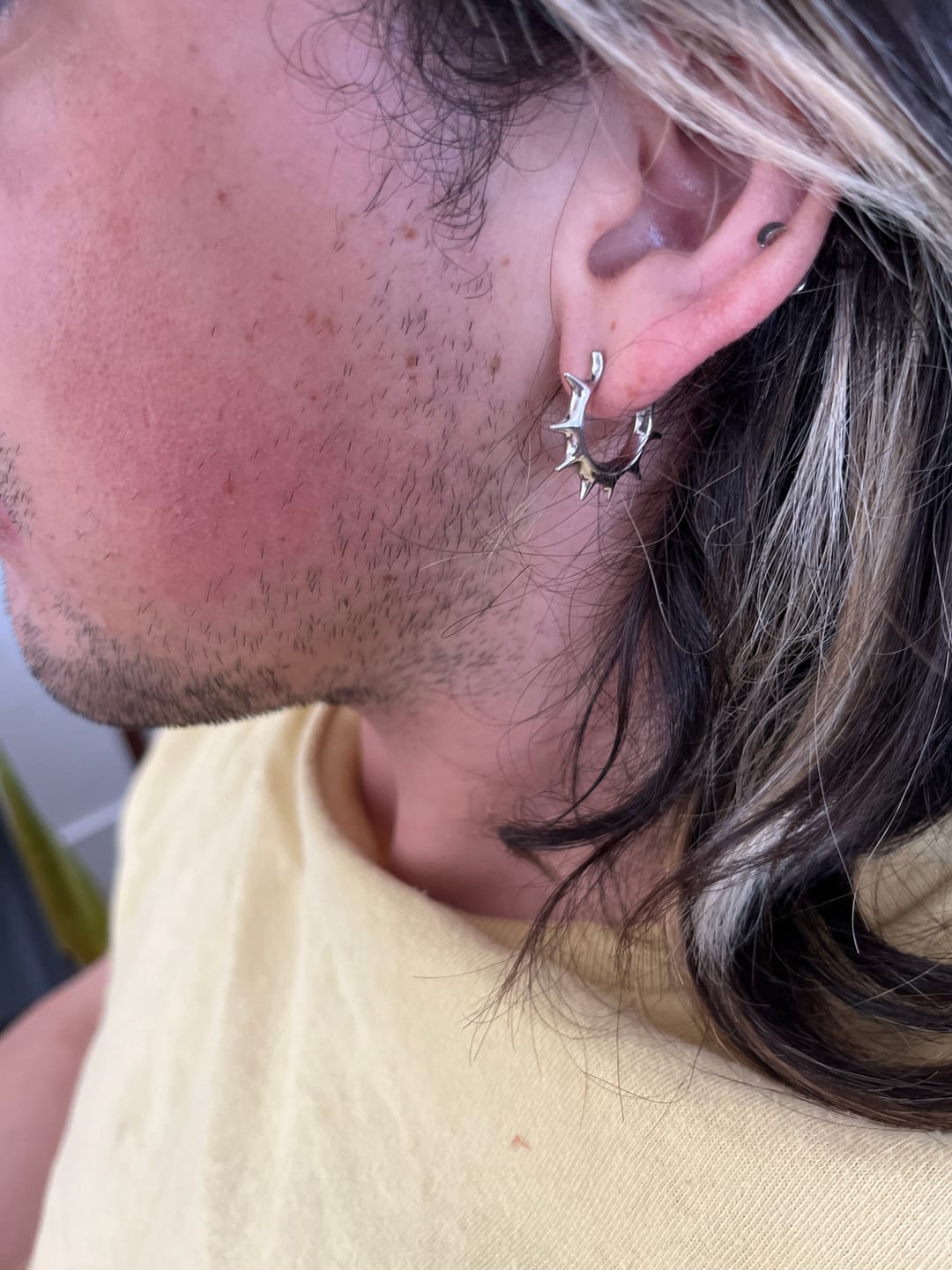 Customer photo review of SPIKED OPEN HOOP EARRING