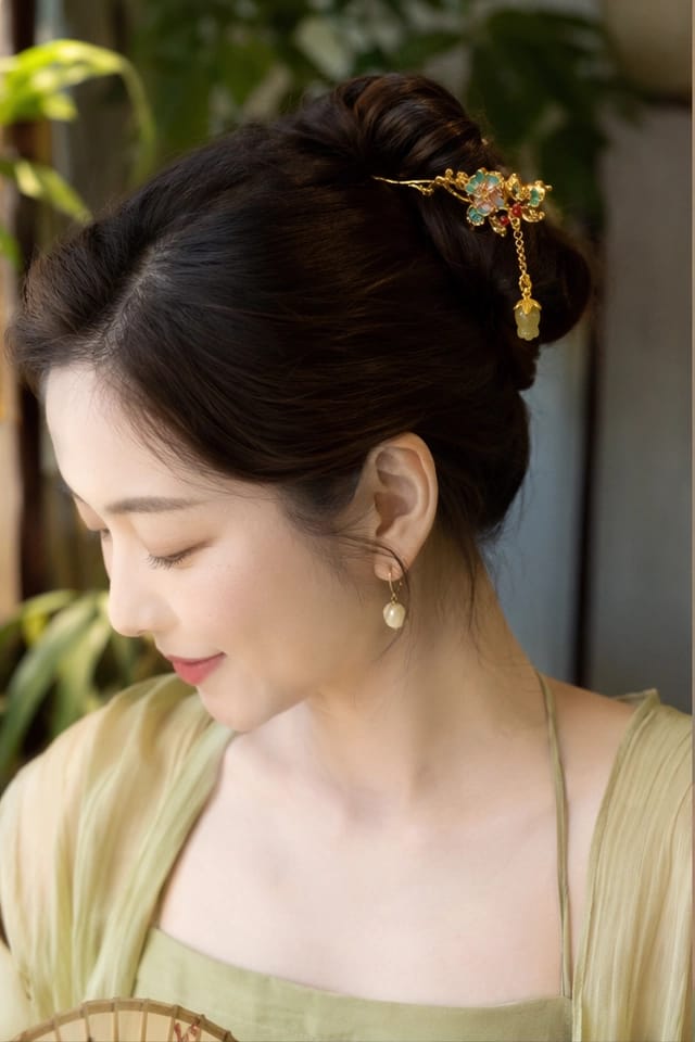 Customer photo review of Flowers Beckon Butterflies Jade Hairpin