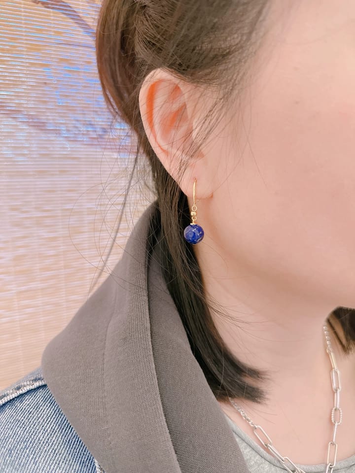 Customer photo review of Azurine Lapis Lazuli Hook Drop Earrings