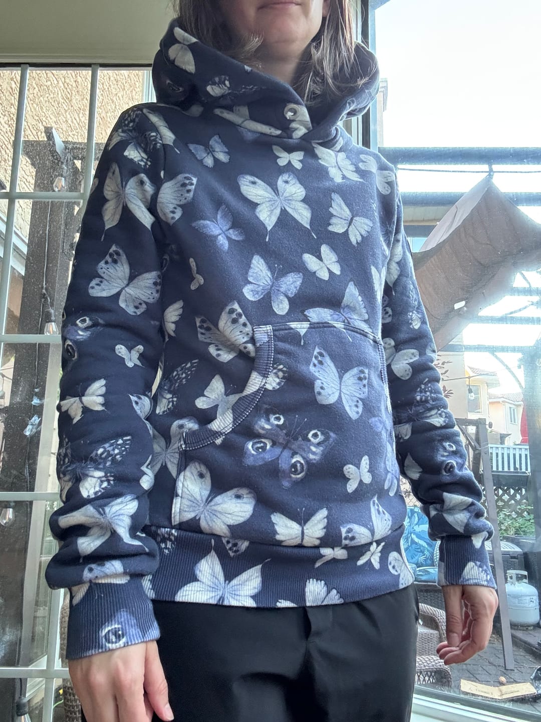 Customer photo review of Namya Butterfly Printed Hoodie Indigo