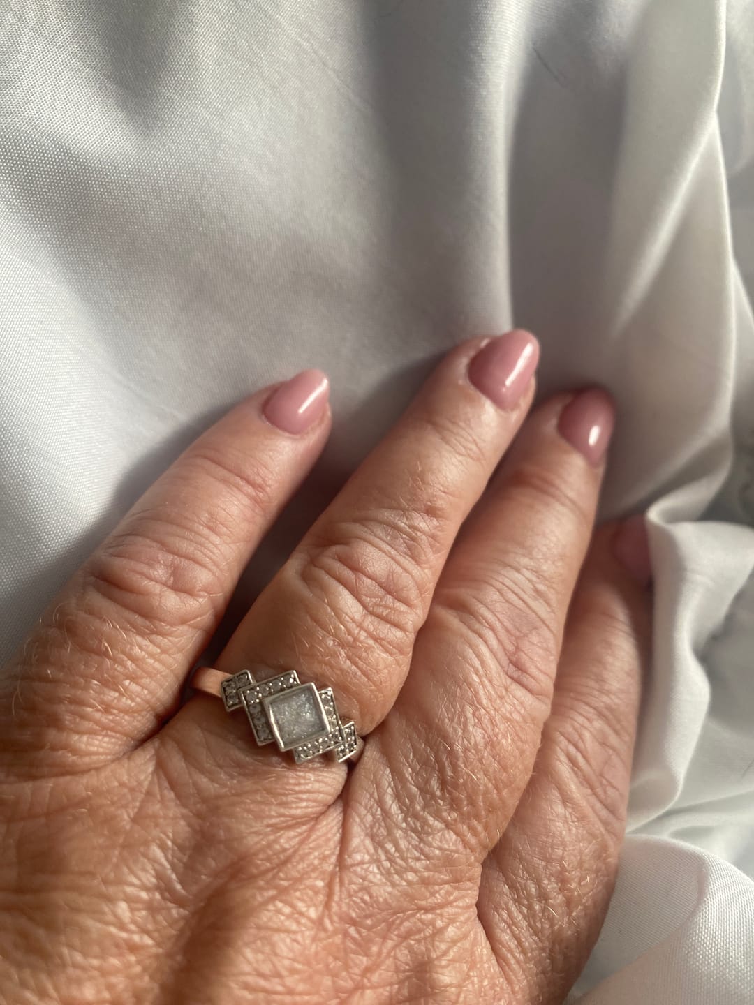 Customer photo review of Keepsake Avant-garde Art Deco Cubic Zirconia Memorial Ring