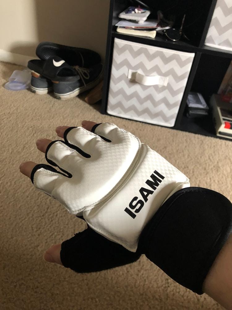 Customer photo review of Isami Karate Gloves