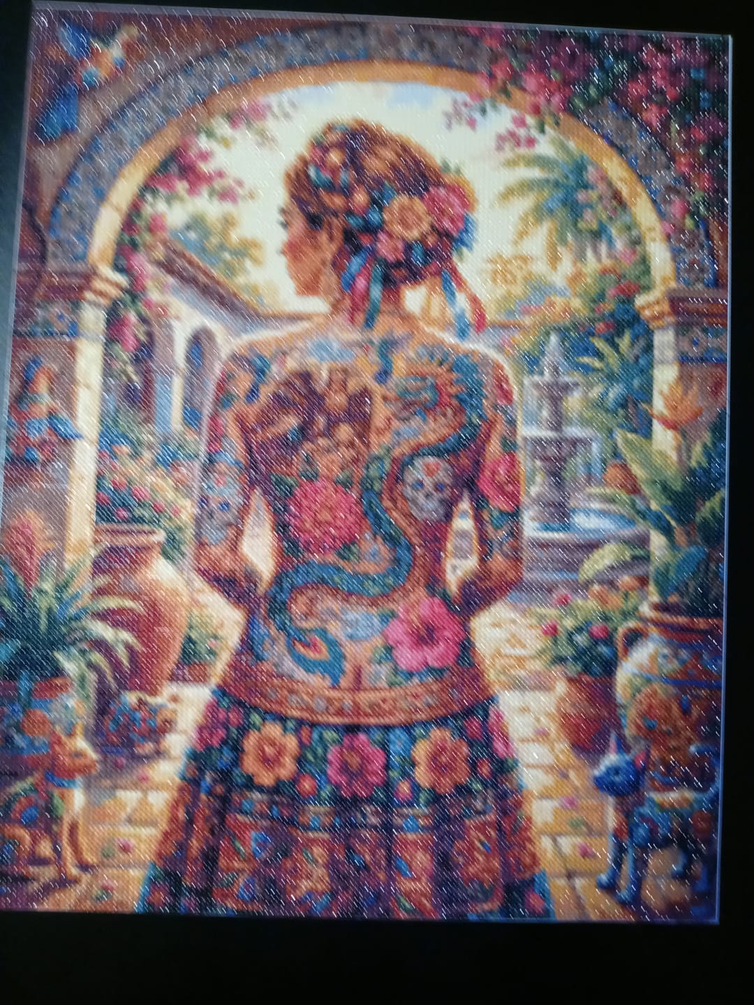 Customer photo review of Mexican Tattoo Courtyard Woman (Diamond Painting)