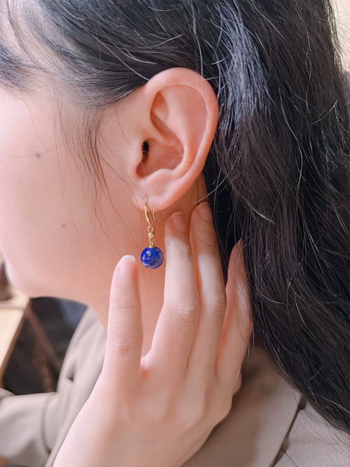 Customer photo review of Azurine Lapis Lazuli Hook Drop Earrings