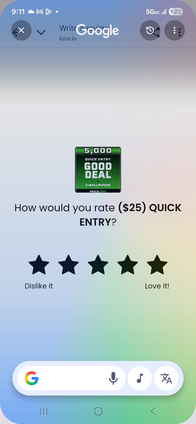 Customer photo review of ($25) QUICK ENTRY