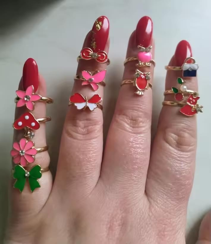 Customer photo review of CharmRings™ – 36pc Dress-Up Ring Set