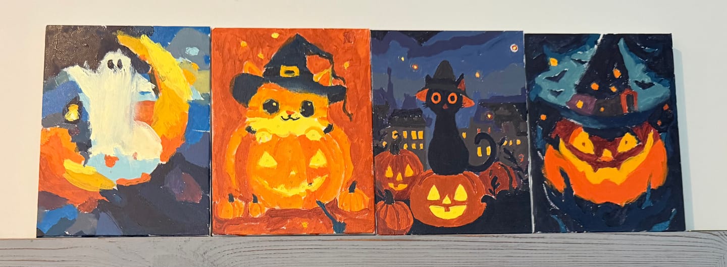 Customer photo review of 6 Mini Paintings - Spooky Halloween Set