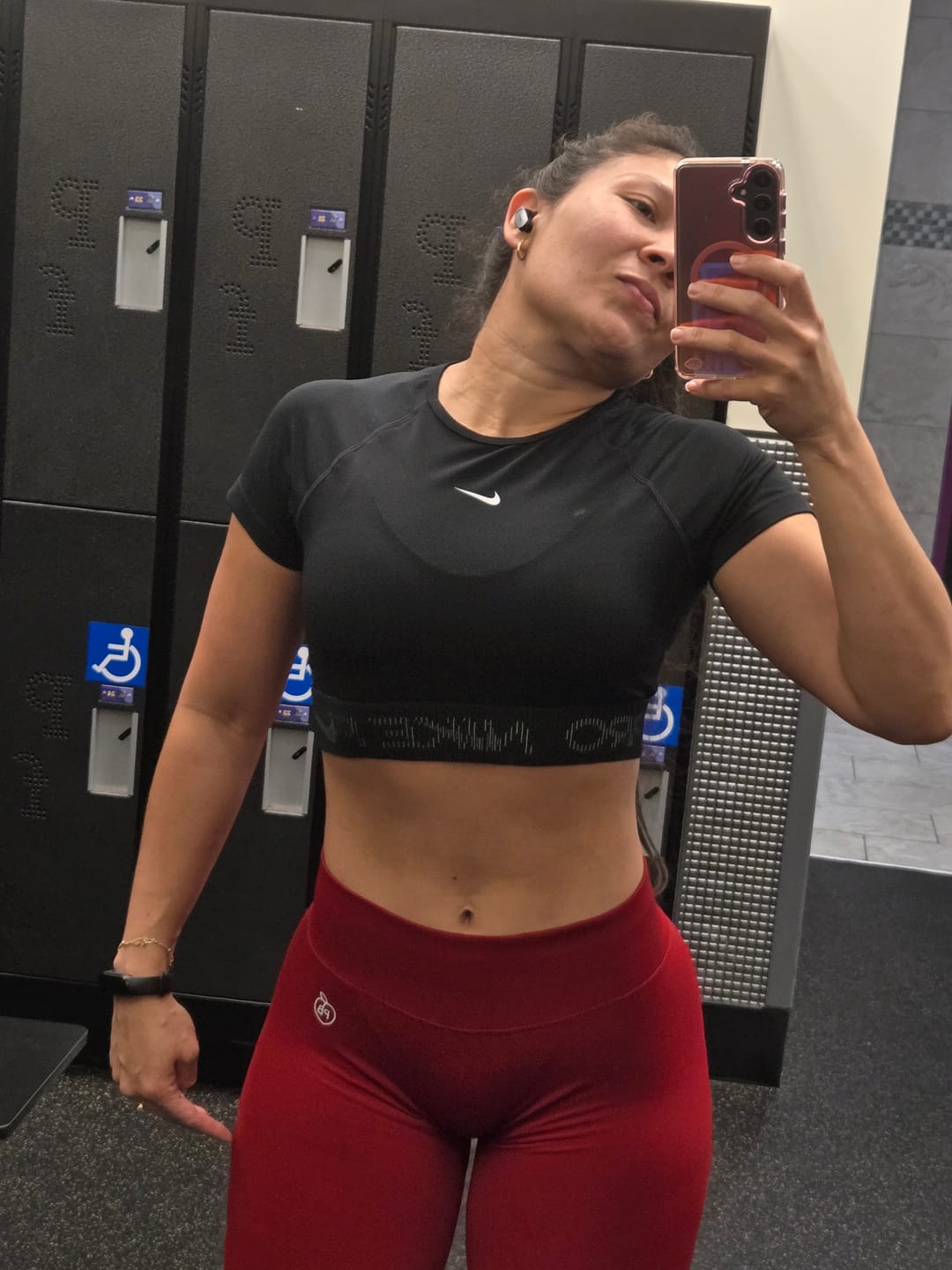 Customer photo review of Cherry Red Shaping Scrunch Butt Leggings