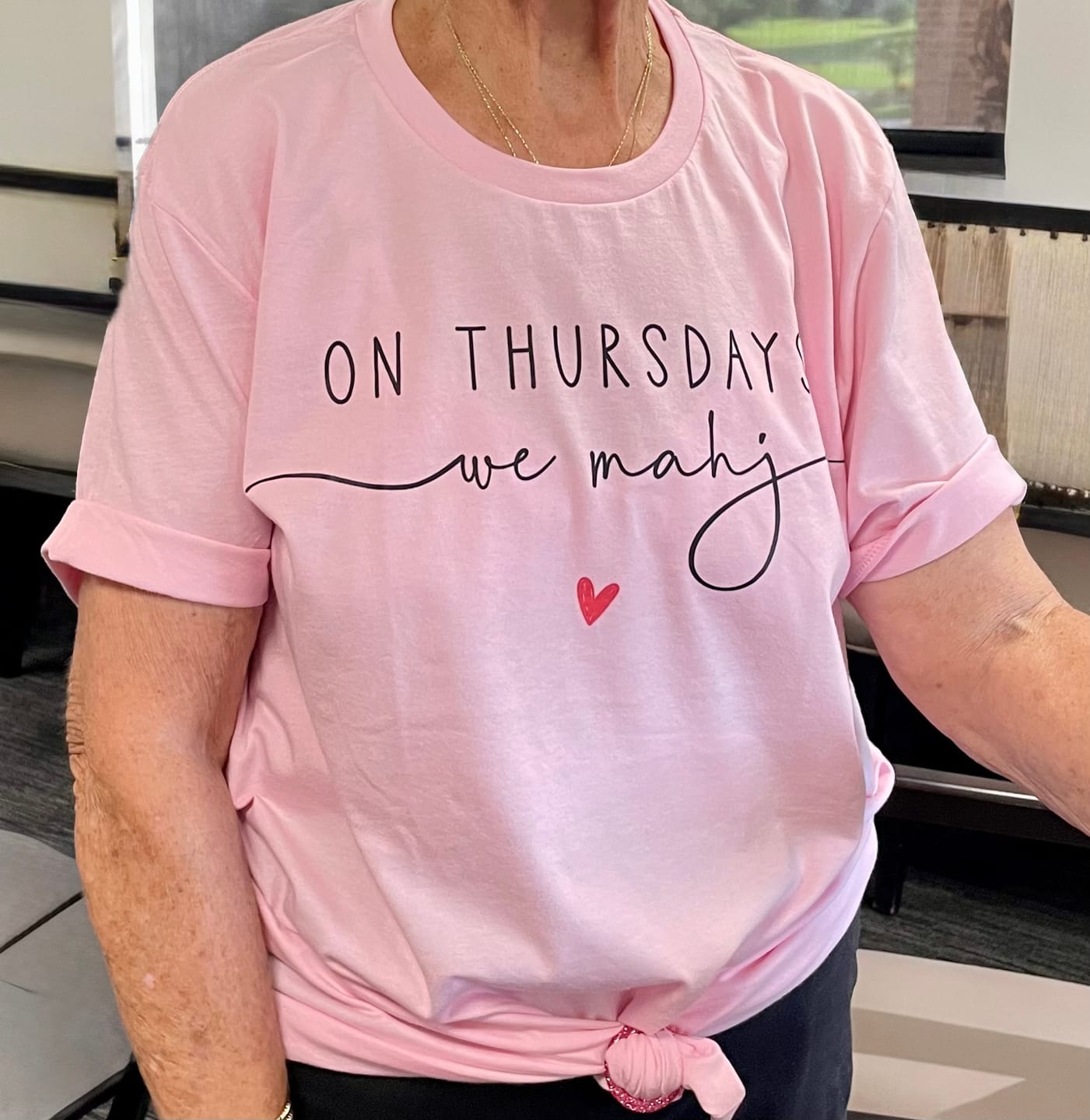 Customer photo review of On Thursdays we mahj T-shirt