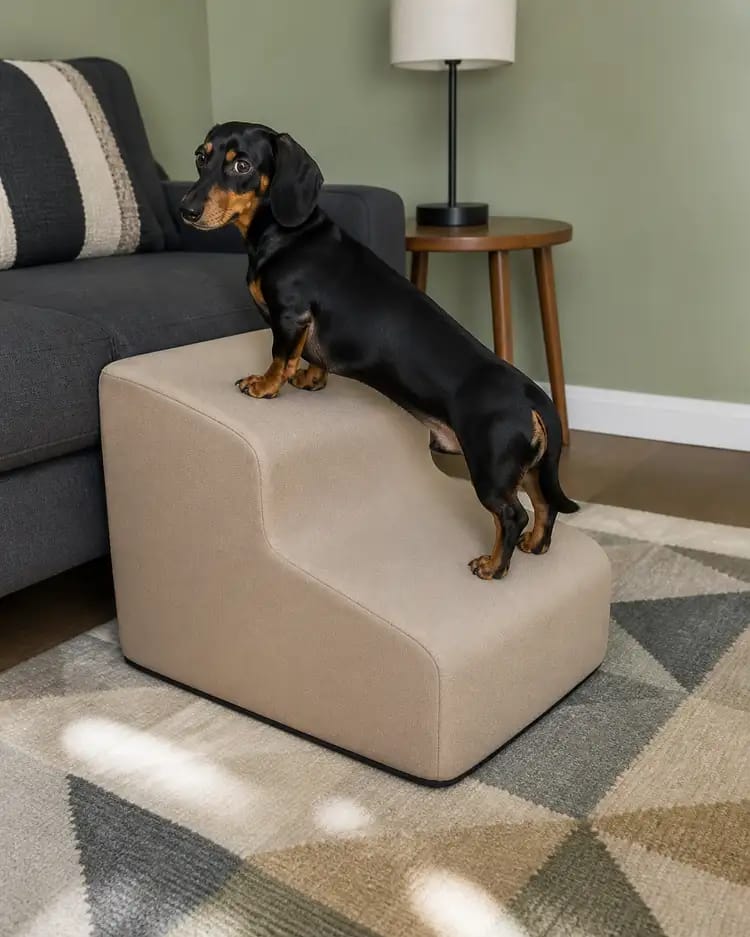 Customer photo review of Gentle Slope Pet Ramp for Beds & Sofas