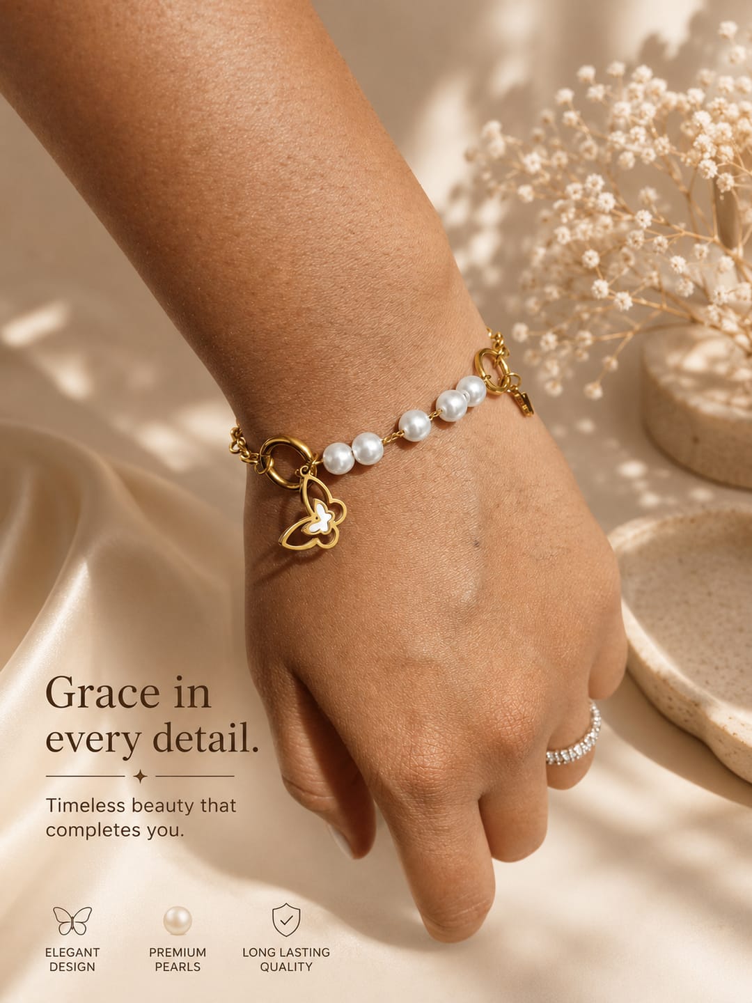 Customer photo review of Celestial Pearl Charm Bracelet
