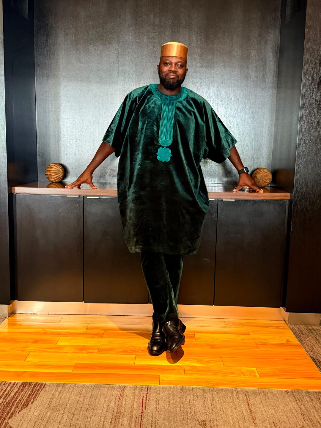 Customer photo review of The Sacramento Agbada in Green