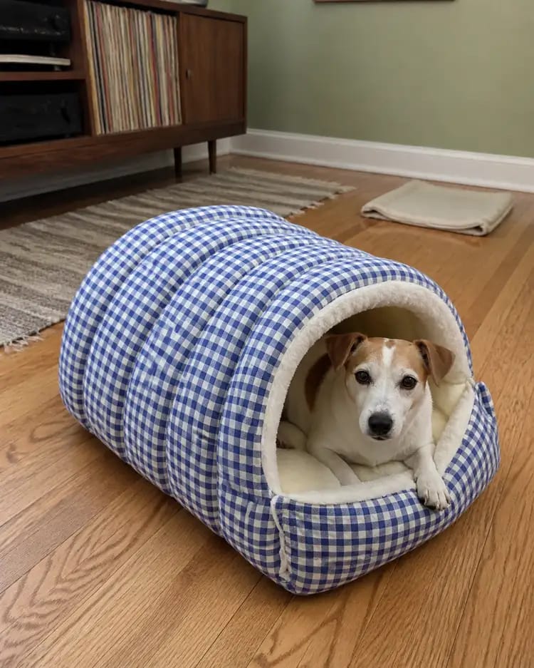 Customer photo review of Cozy Cave Pet Bed for Security & Warmth