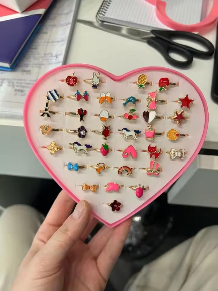 Customer photo review of CharmRings™ – 36pc Dress-Up Ring Set