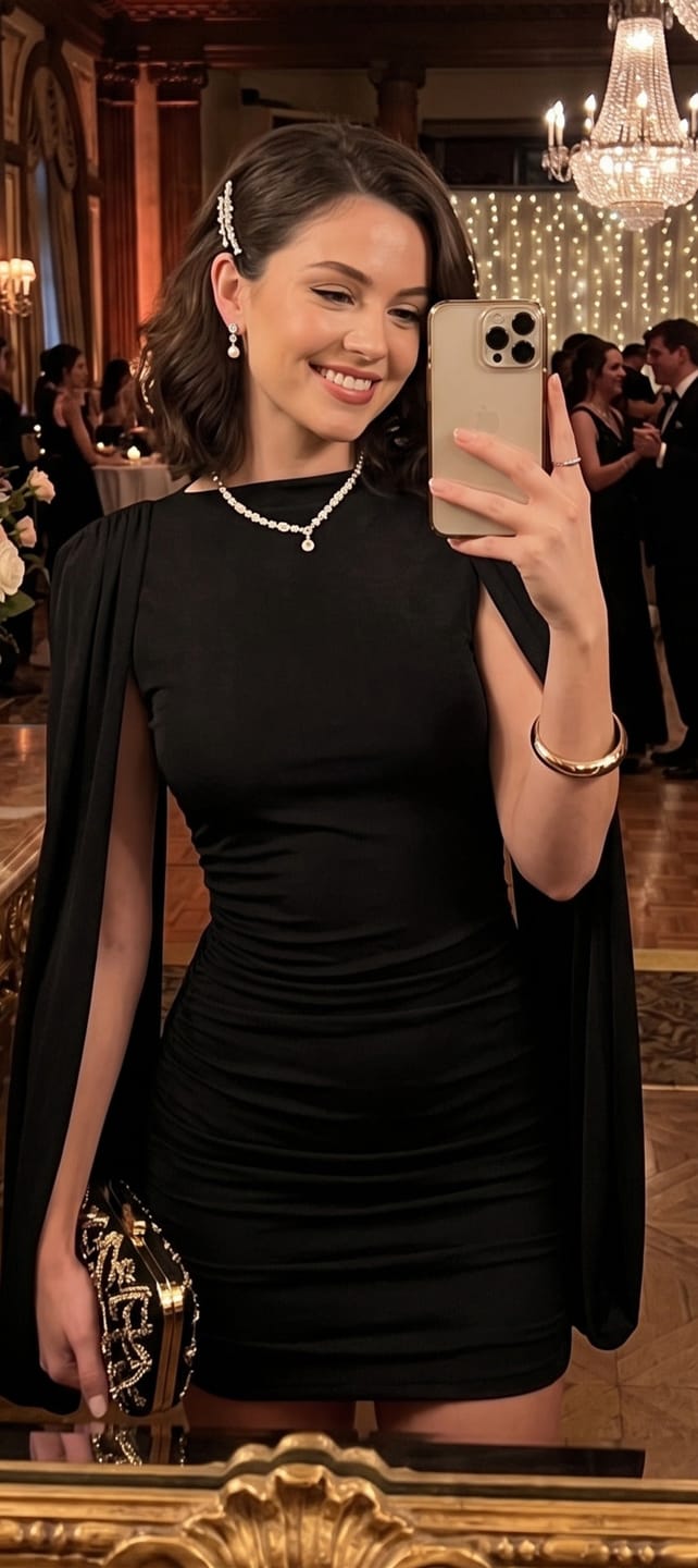 Customer photo review of Büzgü Detaylı Pelerin Elbise