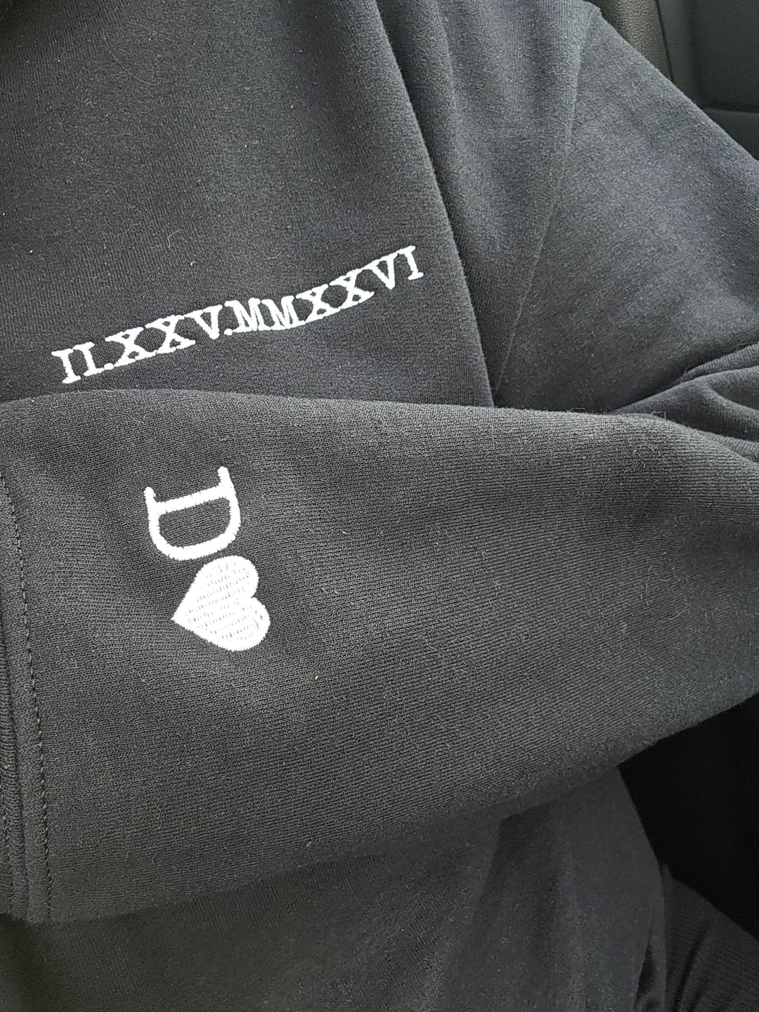 Customer photo review of Custom Roman Numeral Embroidered Hoodie