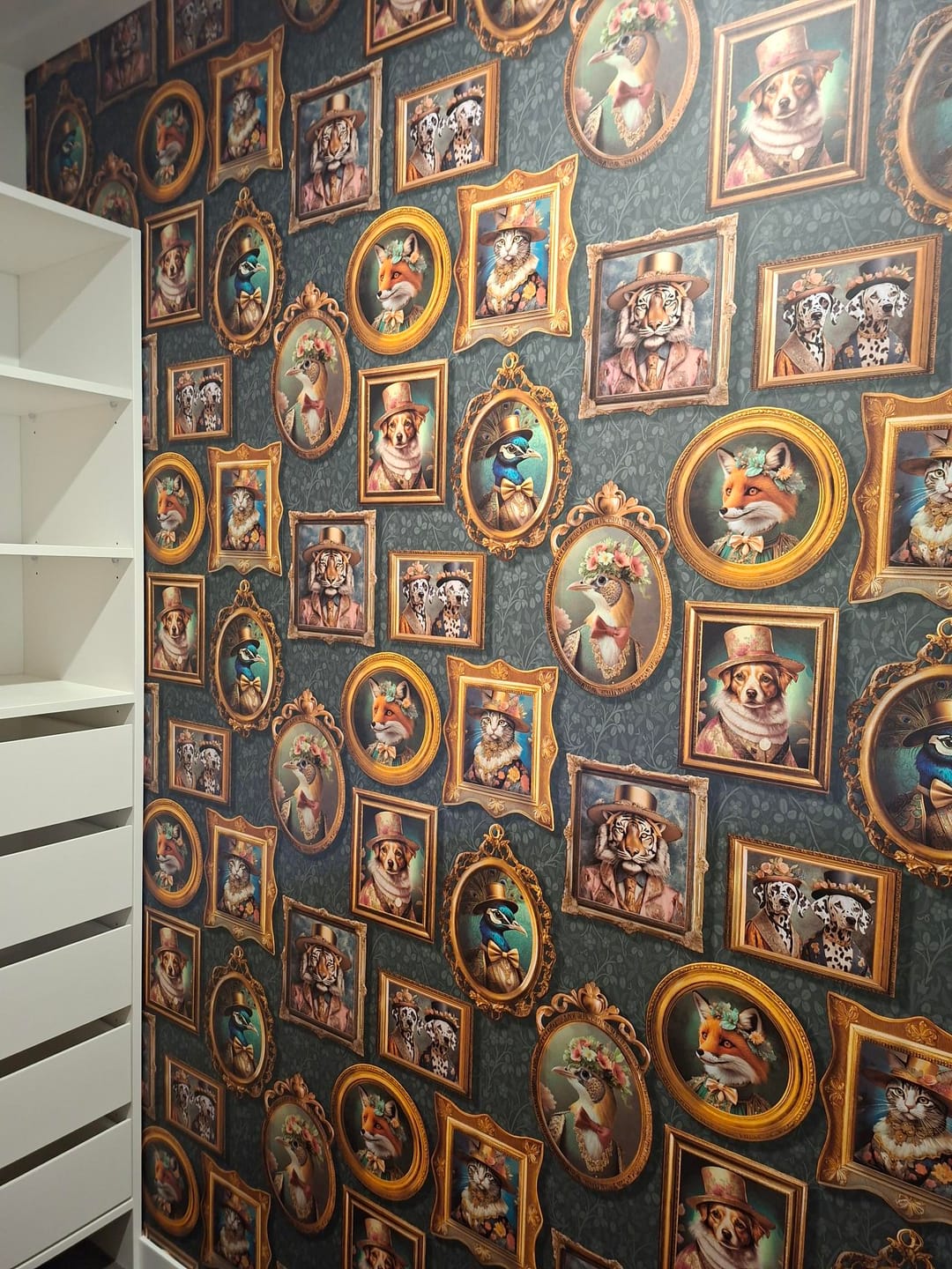 Customer photo review of Regal Beasts – Whimsical Animal Wallpaper – Charcoal