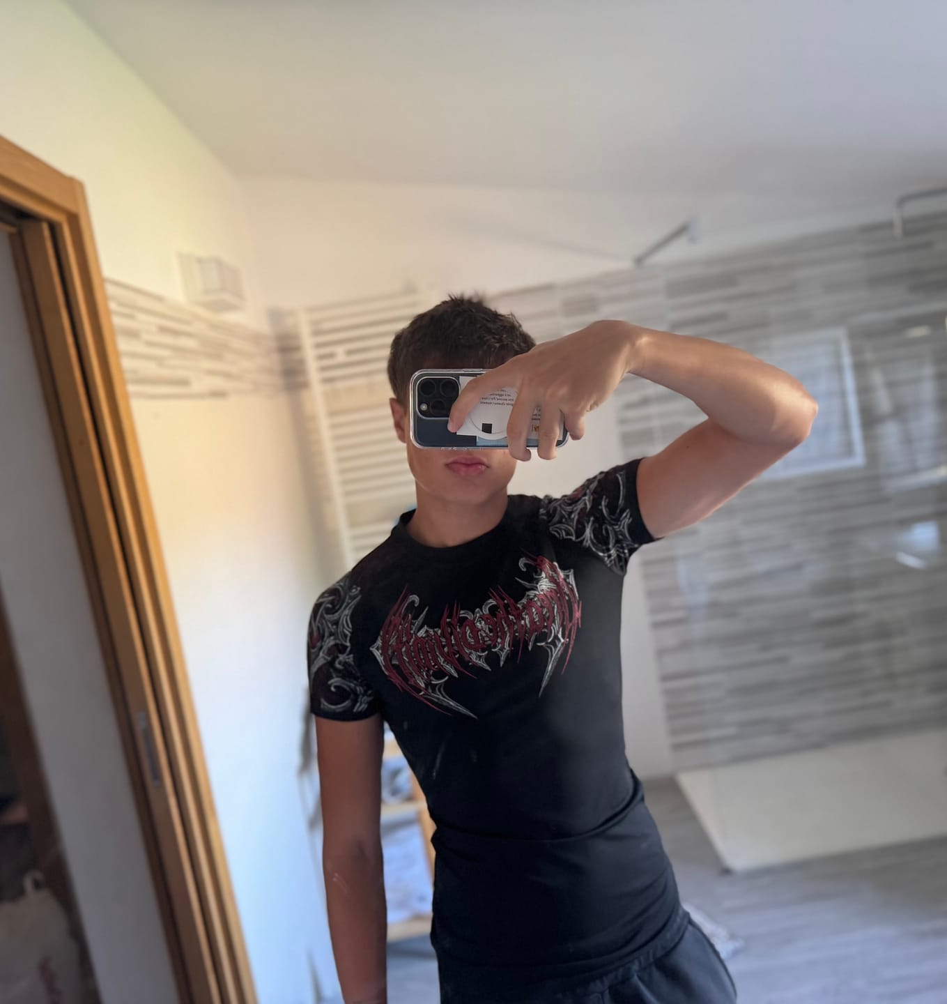 Customer photo review of Void Tech™ Armored Short Sleeve Compression [BLOOD METAL]