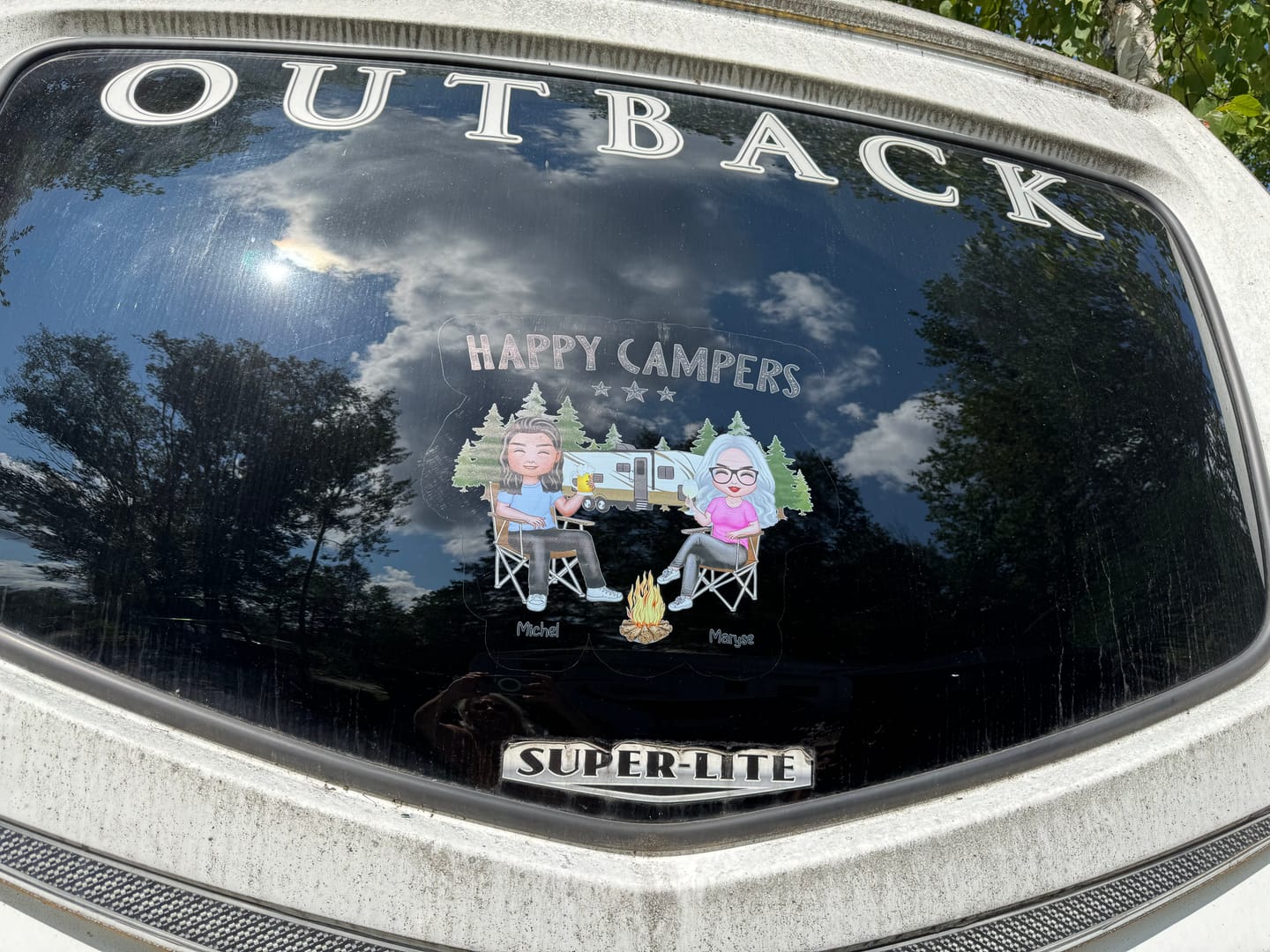 Customer photo review of Camping Partners For Life Doll Couple Sitting Personalized RV Decal