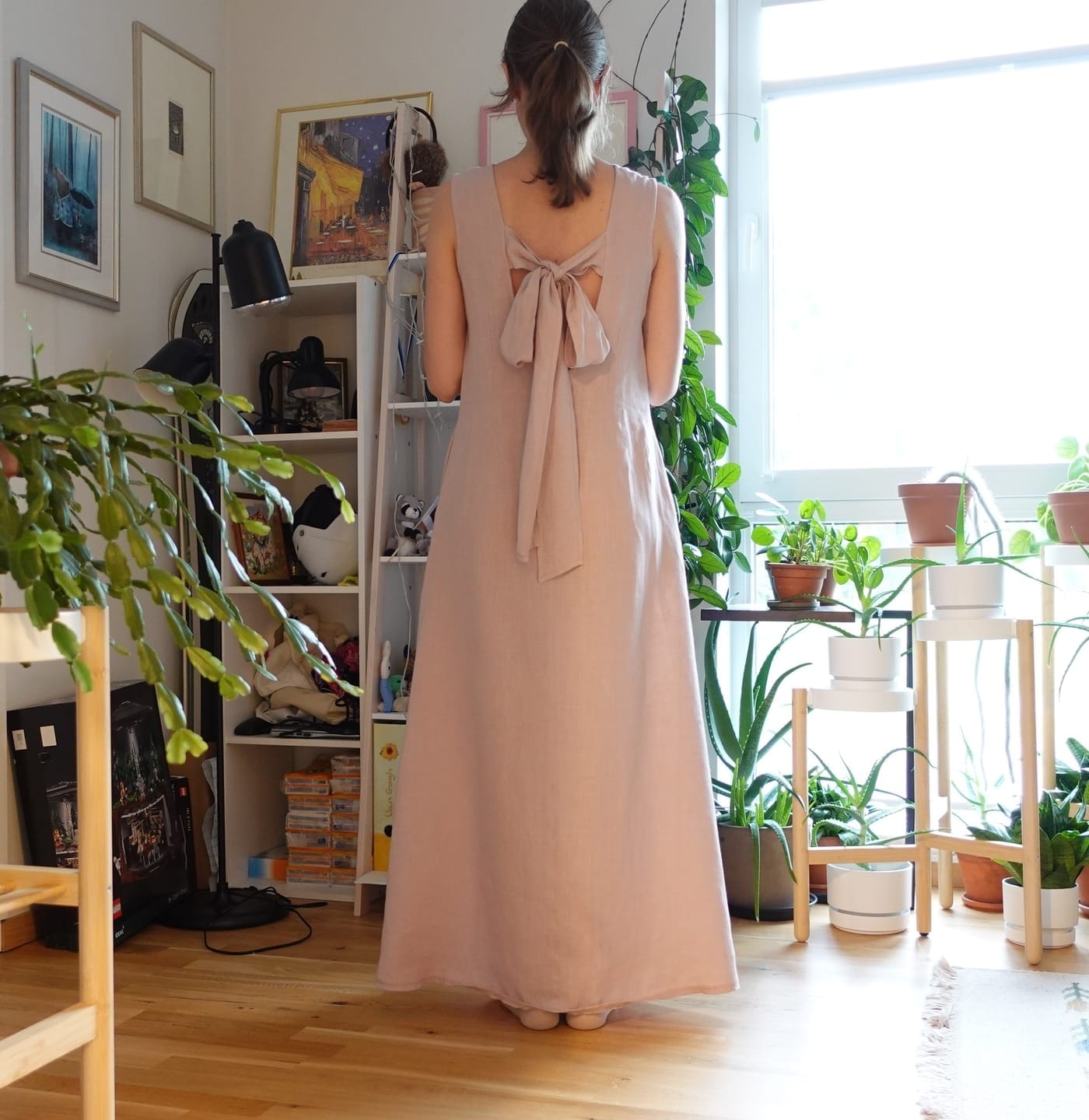 Customer photo review of Linen Maxi Summer Bow Dress FLORA