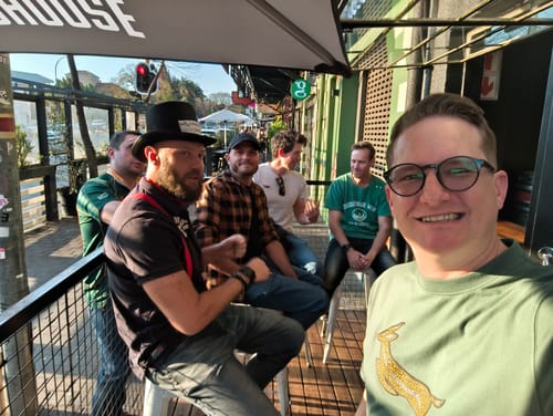 Customer photo review of Springboks Mosaic Regular Crew Tee - Forest Green