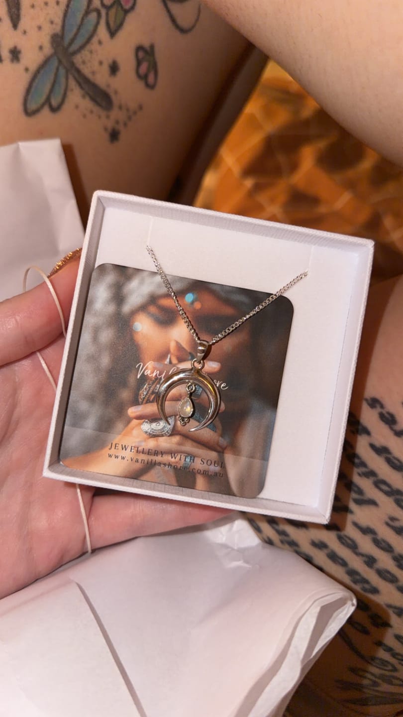 Customer photo review of Celestial Moonstone Necklace