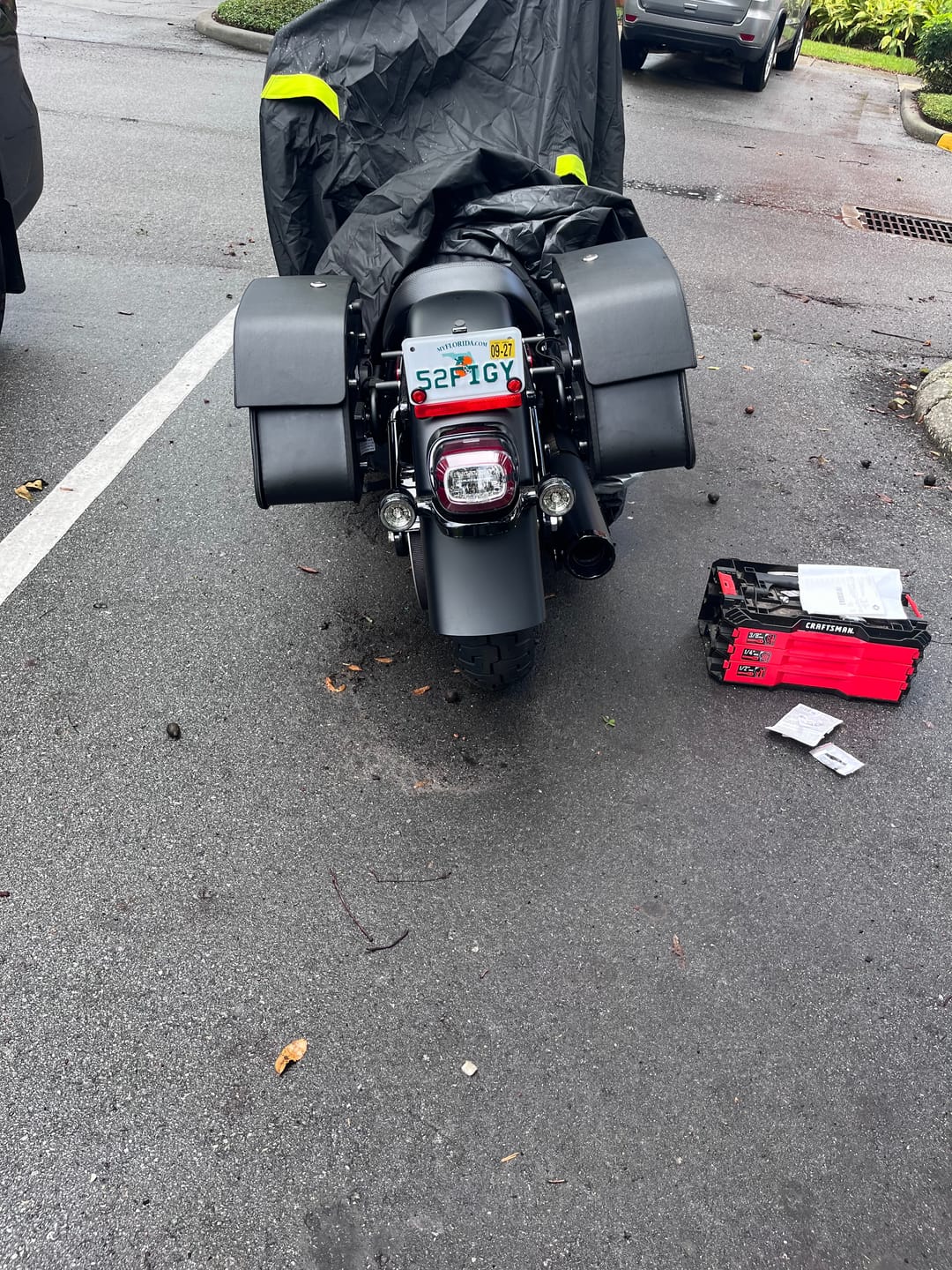 Customer photo review of 28L - Panzer Medium Quick Mount Leather Saddlebags For Harley Softail Heritage FLHC/S