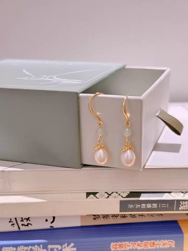 Customer photo review of Amara Freshwater Pearl Drop Earrings