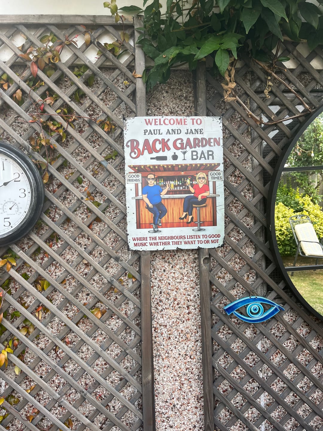Customer photo review of Patio Where Memories Are Made And Often Forgotten In The Morning - Personalized Vertical Metal Sign