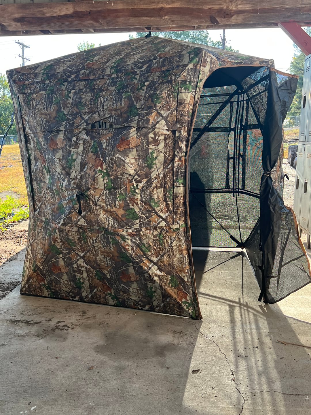 Customer photo review of VisTall 360 See-Through Ground Blind | 75-Inch 3 Person Pop Up Deer Blind with No-Trip Door | Portable Camo Hunting Blind with Blackout Curtain for Whitetail Deer Hunting
