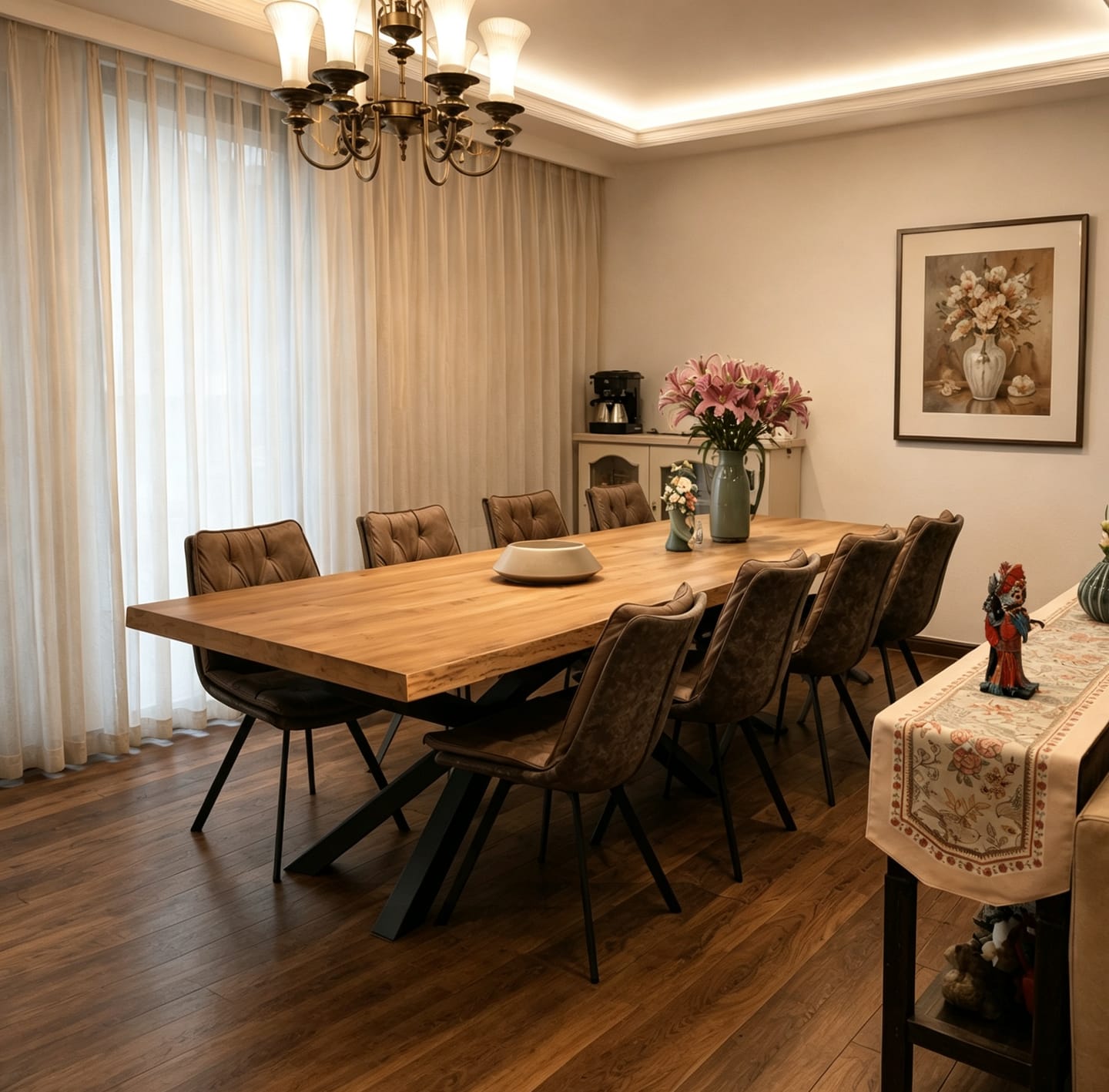 Customer photo review of Rustic Rectangle Pine Natural Large Dining Table