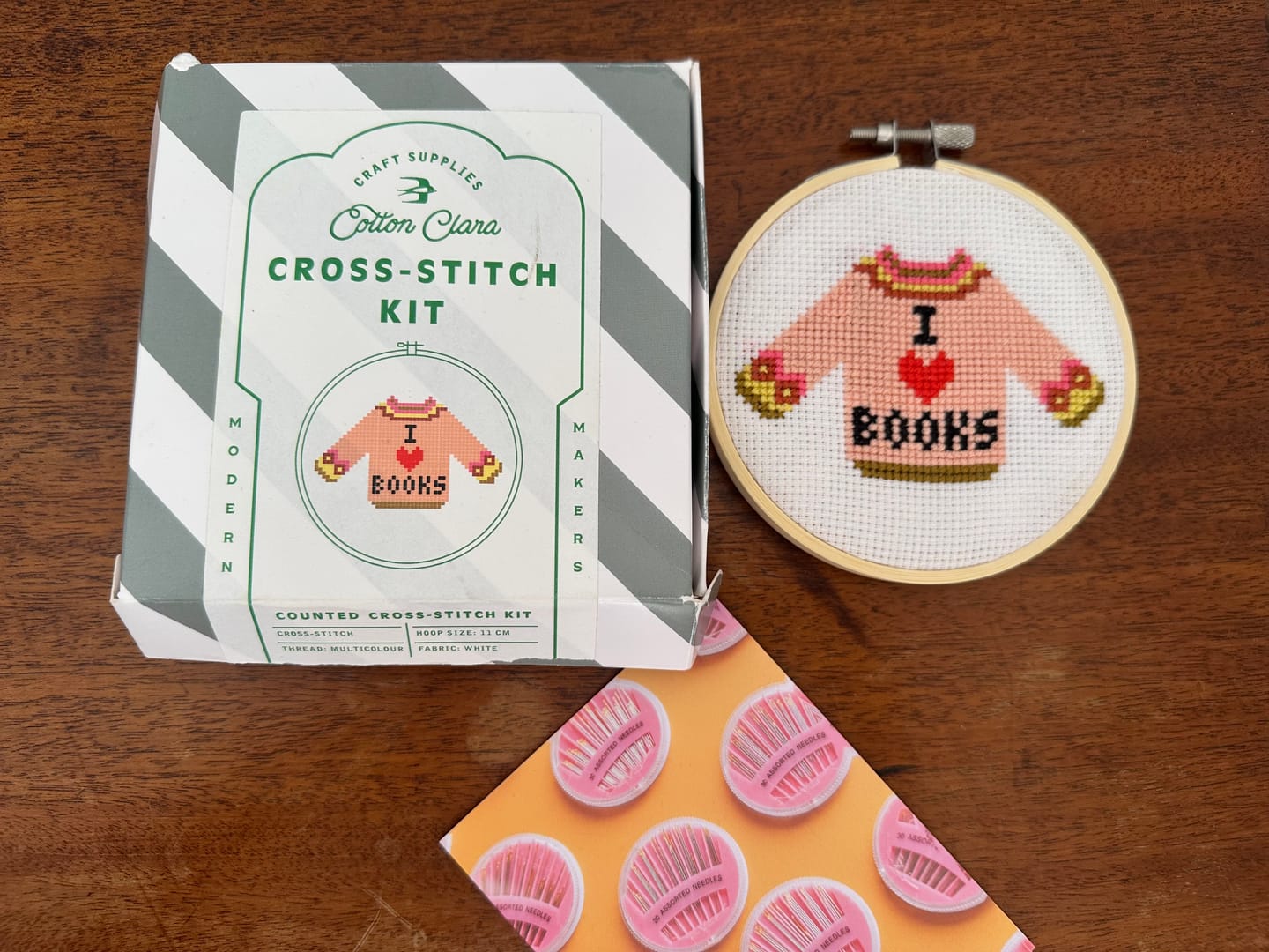 Customer photo review of I Love Books Cross Stitch Kit