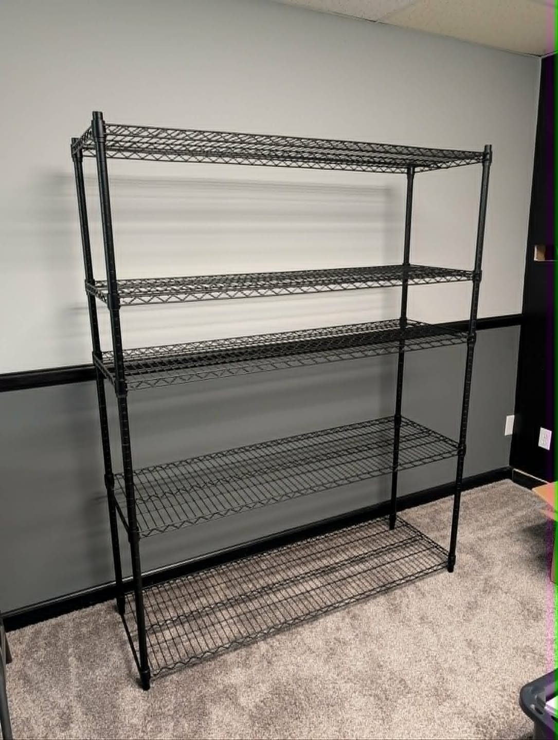 Customer photo review of Reibii 55.5"W Wire Shelves,3200 lbs Heavy Duty Storage Shelves, Metal Shelves for Garage Kitchen Basement