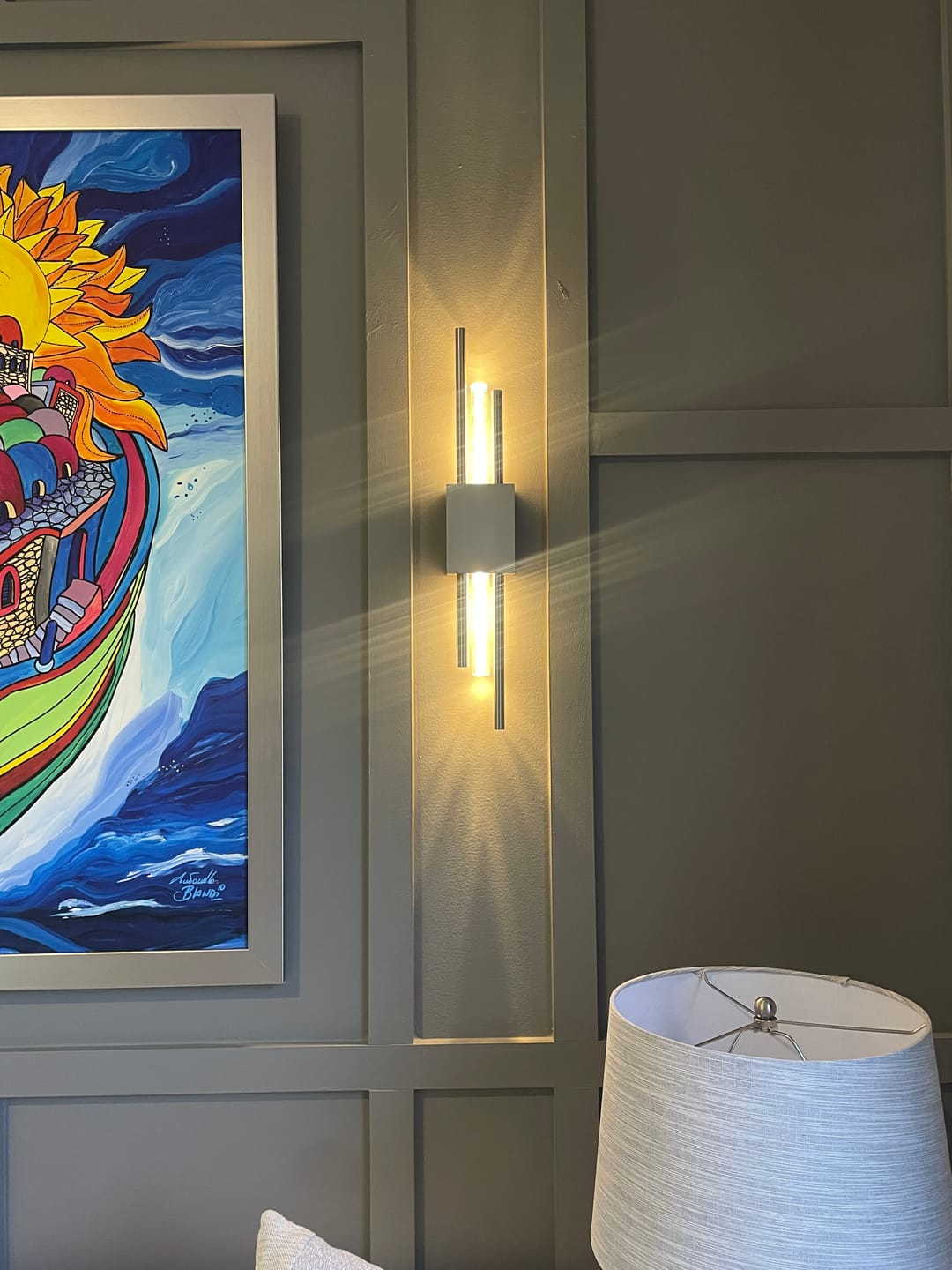 Customer photo review of Glitch Wired Sconce • Sliver