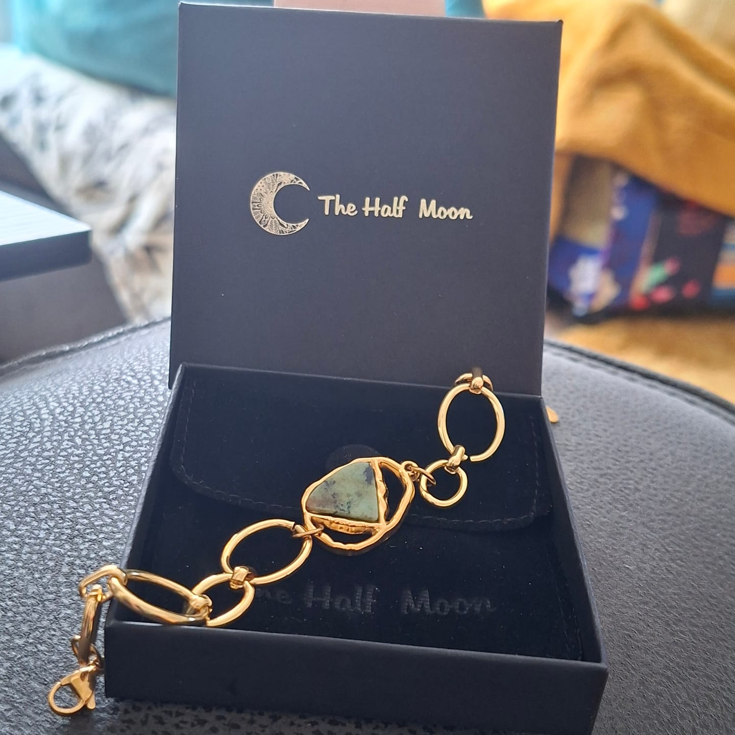 Customer photo review of Calm Way - Hoop Earrings with Green African Jasper Drop